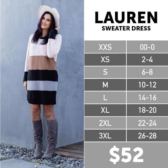 NWT Lularoe Lauren Sweater Dress Blue and Pink Stripes Size XXS - Picture 8 of 8